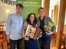 Unsere Kreissprecher*innen Harald Neumann und Anne Droste mit Ehrengast MdB Tina Winklmann (rechts)